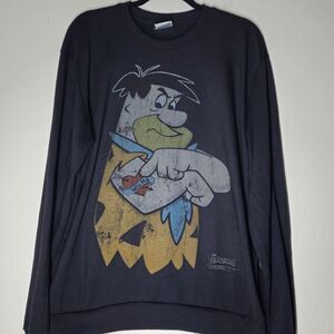Hanes 1993 Fred Flintstone Sweatshirt XL Double-Sided Faded Cartoon Long Sleeve